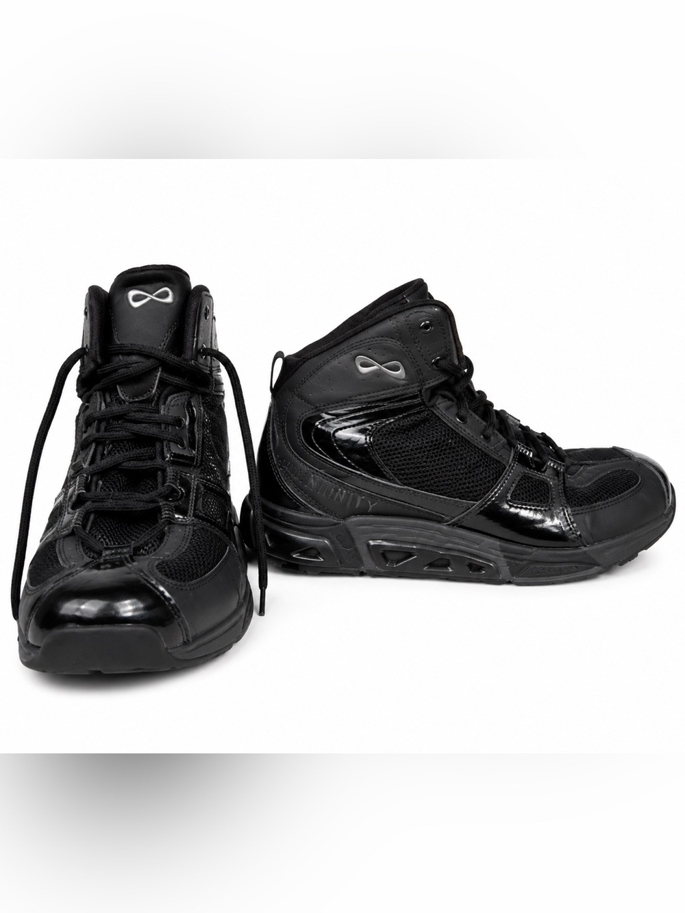 Nfinity Beast Mid-Top Cheer Shoes in the all-black colorway